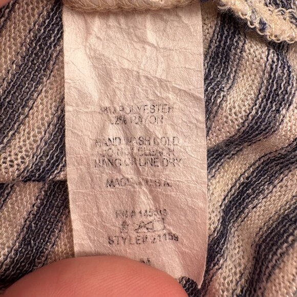 W5 Anthropologie Striped Sleeveless Tank Top  Size M Blue White Polyester Rayon - Picture 3 of 5